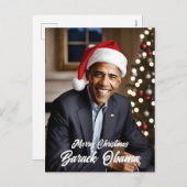Barack Obama in Santa Hat Kerstmis Feestdagenkaart (Voorkant / Achterkant)