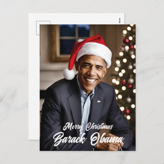 Barack Obama in Santa Hat Kerstmis Feestdagenkaart (Voorkant / Achterkant)