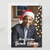 Barack Obama in Santa Hat Kerstmis Feestdagenkaart (Voorkant)