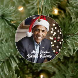 Barack Obama in Santa Hat Kerstmis Keramisch Ornament