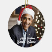 Barack Obama in Santa Hat Kerstmis Keramisch Ornament (Links)