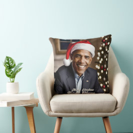 Barack Obama in Santa Hat Kerstmis Kussen