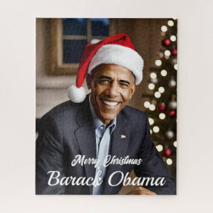 Barack Obama in Santa Hat Kerstmis Legpuzzel