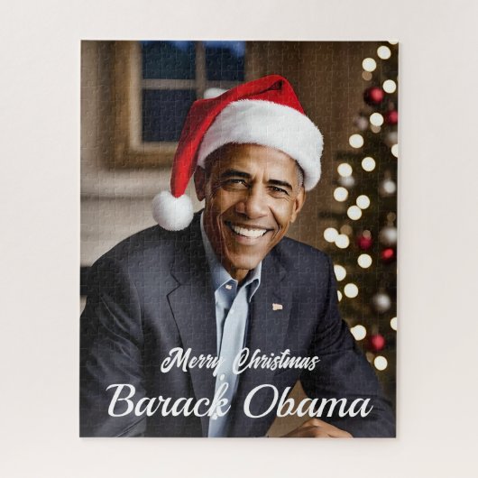 Barack Obama in Santa Hat Kerstmis Legpuzzel (Verticaal)