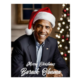 Barack Obama in Santa Hat Kerstmis Perfect Poster