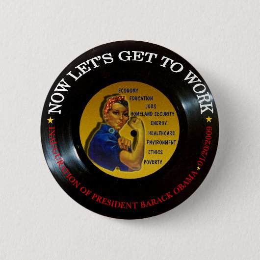 BARACK OBAMA INAUGURATION VINYL RONDE BUTTON 5,7 CM (Voorkant)
