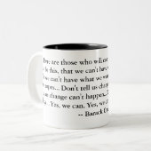 Barack Obama - "Ja we kunnen" - toespraak #2 Tweekleurige Koffiemok (Voorkant links)