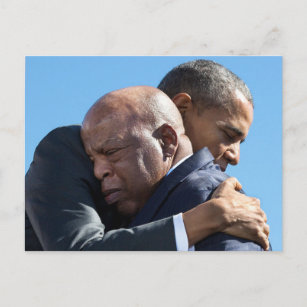 Barack Obama & John Lewis Hugging Briefkaart