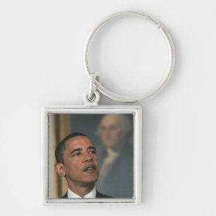 Barack Obama kondigt aan zijn intentie te hebben o Sleutelhanger