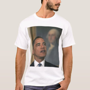 Barack Obama kondigt aan zijn intentie te hebben o T-shirt