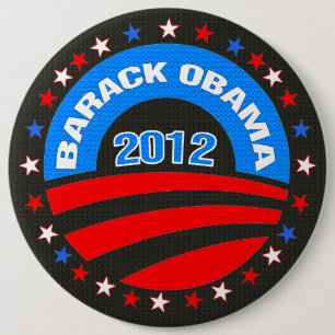 Barack Obama Logo 2012 zwarte achtergrond Ronde Button 6,0 Cm