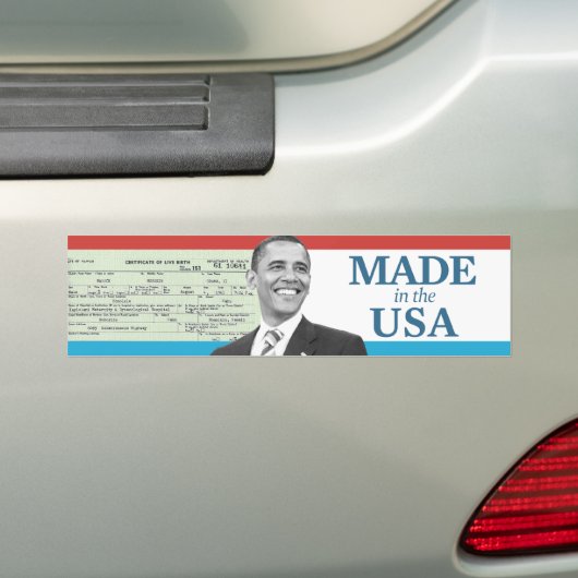 Barack Obama Made in USA Birth Certificate Bumpersticker (Op auto)