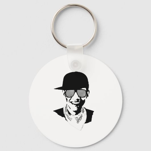 Barack Obama Pet Bandana Glasses Sleutelhanger (Voorkant)