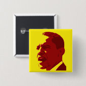 Barack Obama Portret Button in rood op geel (Voorkant /achterkant)