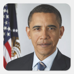 Barack Obama Presidentieel Portret Klassieke Ronde Vierkante Sticker