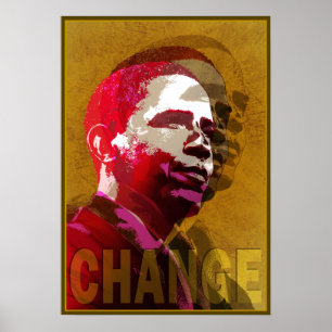 Barack Obama Red en Gold Poster
