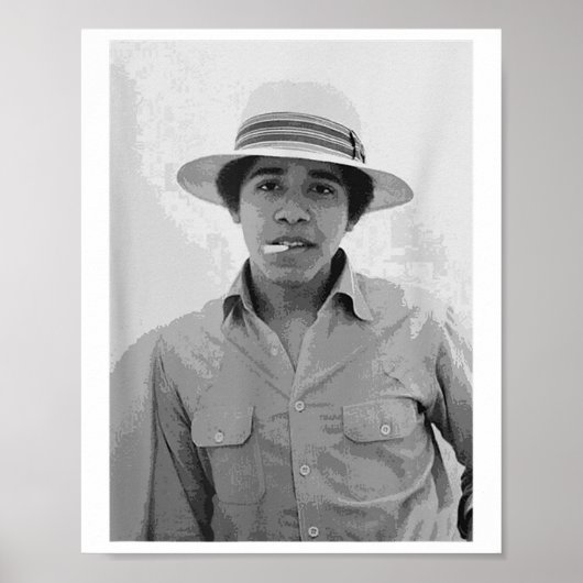 Barack Obama retro jonge Obama roken in Poster (Voorkant)