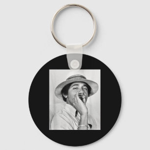 Barack Obama retro  jonge Obama roken in Sleutelhanger
