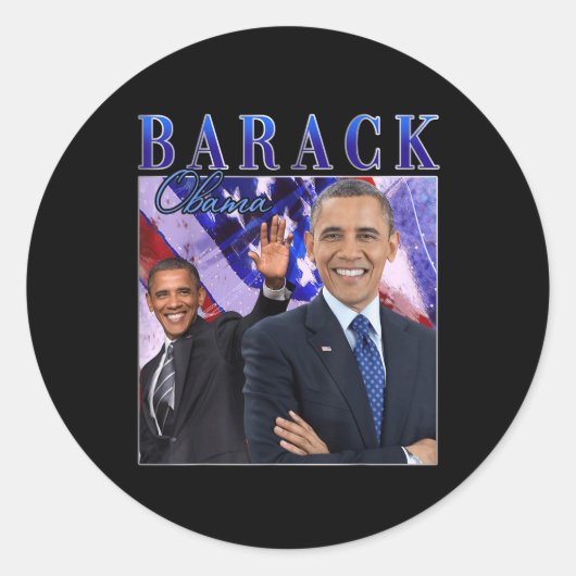 Barack Obama Retro Stijl Ronde Sticker (Voorkant)