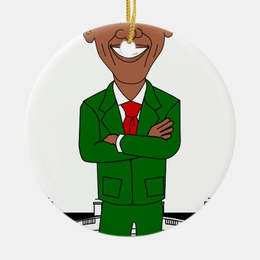 barack obama santa claus keramisch ornament (Voorkant)