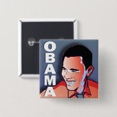 Barack Obama Silver Vierkante Button 5,1 Cm (Voorkant /achterkant)