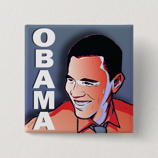 Barack Obama Silver Vierkante Button 5,1 Cm (Voorkant)