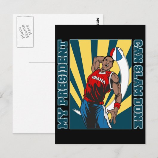 Barack Obama Slam Dunk Briefkaart (Voorkant / Achterkant)