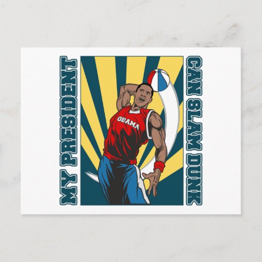 Barack Obama Slam Dunk Briefkaart (Voorkant)