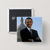 Barack Obama - Square Pin Vierkante Button 5,1 Cm (Voorkant /achterkant)