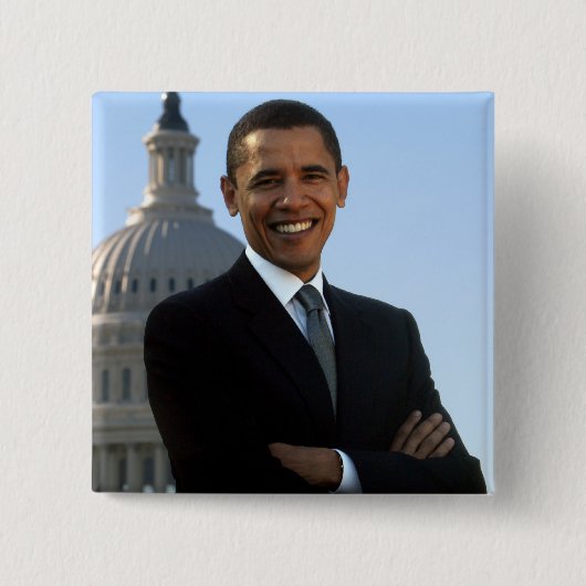 Barack Obama - Square Pin Vierkante Button 5,1 Cm (Voorkant)