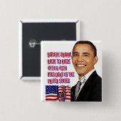Barack Obama, terug naar achteren_ Vierkante Button 5,1 Cm (Voorkant /achterkant)