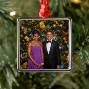 Barack Obama US President White House Kerstmis Metalen Ornament