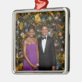 Barack Obama US President White House Kerstmis Metalen Ornament (Links)
