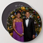 Barack Obama US President White House Kerstmis Ronde Button 6,0 Cm (Voorkant /achterkant)