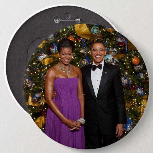 Barack Obama US President White House Kerstmis Ronde Button 6,0 Cm (Voorkant /achterkant)