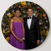 Barack Obama US President White House Kerstmis Ronde Button 6,0 Cm (Voorkant)