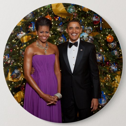 Barack Obama US President White House Kerstmis Ronde Button 6,0 Cm (Voorkant)