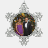 Barack Obama US President White House Kerstmis Tin Sneeuwvlok Ornament (Voorkant)