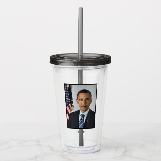 Barack Obama US President White House Portret Acryl Drinkbeker (Voorkant)