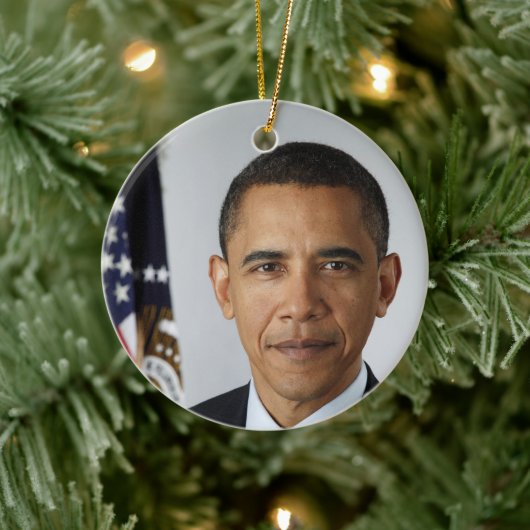 Barack Obama US President White House Portret Keramisch Ornament (Boom)