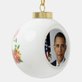 Barack Obama US President White House Portret Keramische Bal Ornament (Links)