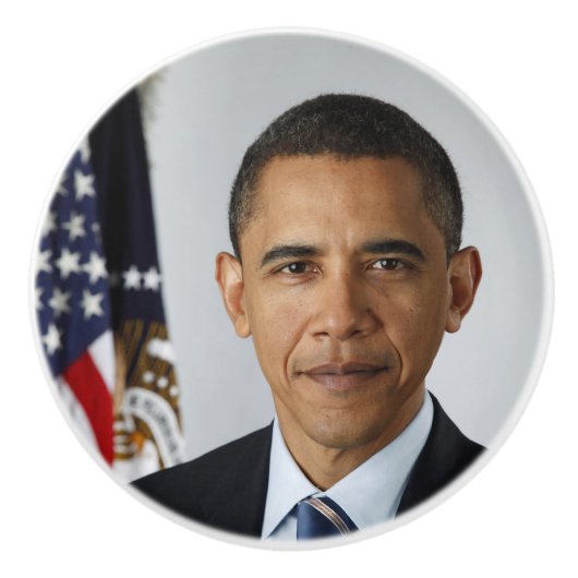 Barack Obama US President White House Portret Keramische Knop (Voorkant)
