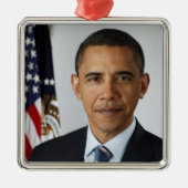 Barack Obama US President White House Portret Metalen Ornament (Voorkant)