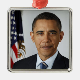 Barack Obama US President White House Portret Metalen Ornament