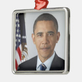 Barack Obama US President White House Portret Metalen Ornament (Links)