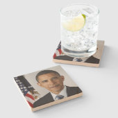 Barack Obama US President White House Portret Stenen Onderzetter (Zijkant)