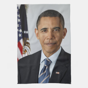 Barack Obama US President White House Portret Theedoek