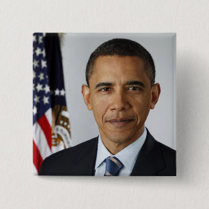 Barack Obama US President White House Portret Vierkante Button 5,1 Cm
