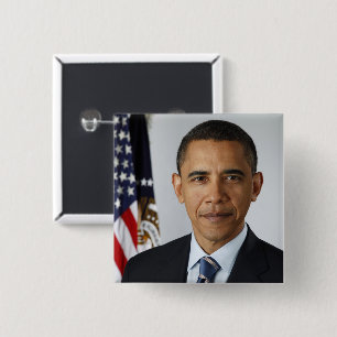 Barack Obama US President White House Portret Vierkante Button 5,1 Cm