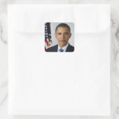 Barack Obama US President White House Portret Vierkante Sticker (Tas)